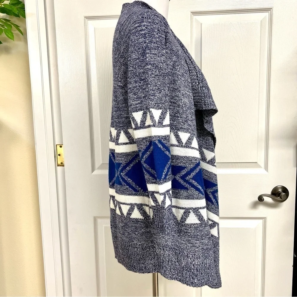 ANTTHONY ORIGINALS Aztec open front waterfall duster cardigans boho oversized XS